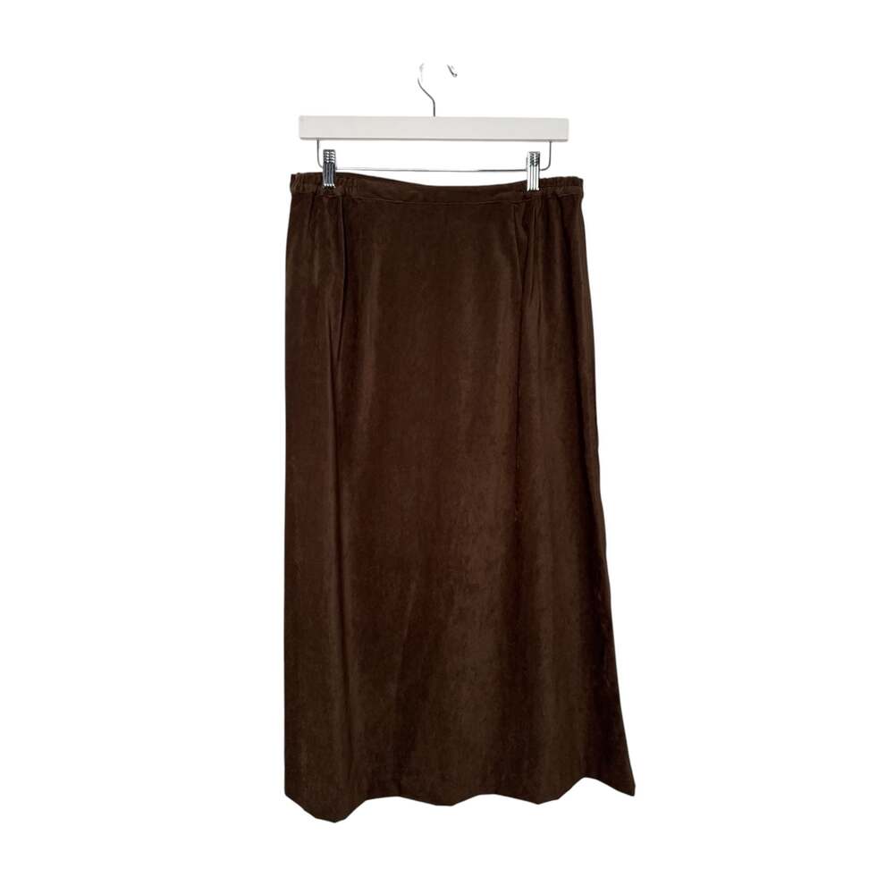 Christopher & Banks Vintage Brown Faux Suede Stretch Maxi Skirt SZ 12
